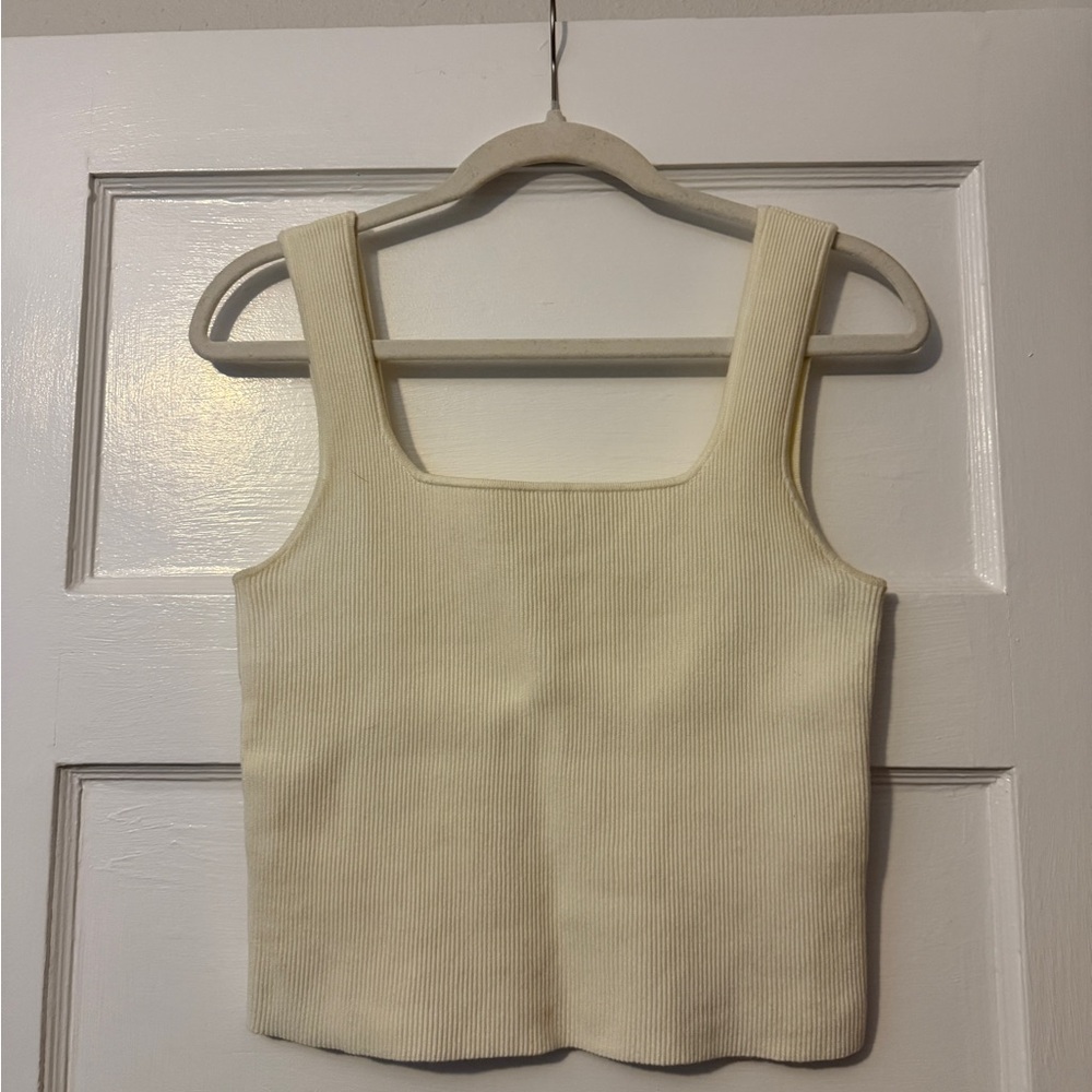 Reformation Cream Ribbed Tank Top